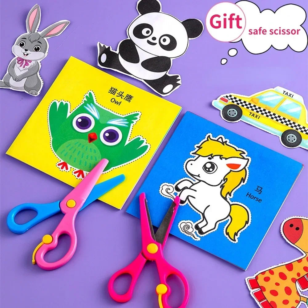 48pcs Handmade Paper Cut Craft Kit – DIY Cartoon Scrapbooking Paper Art Toys for Kids, Learning & Gift Set